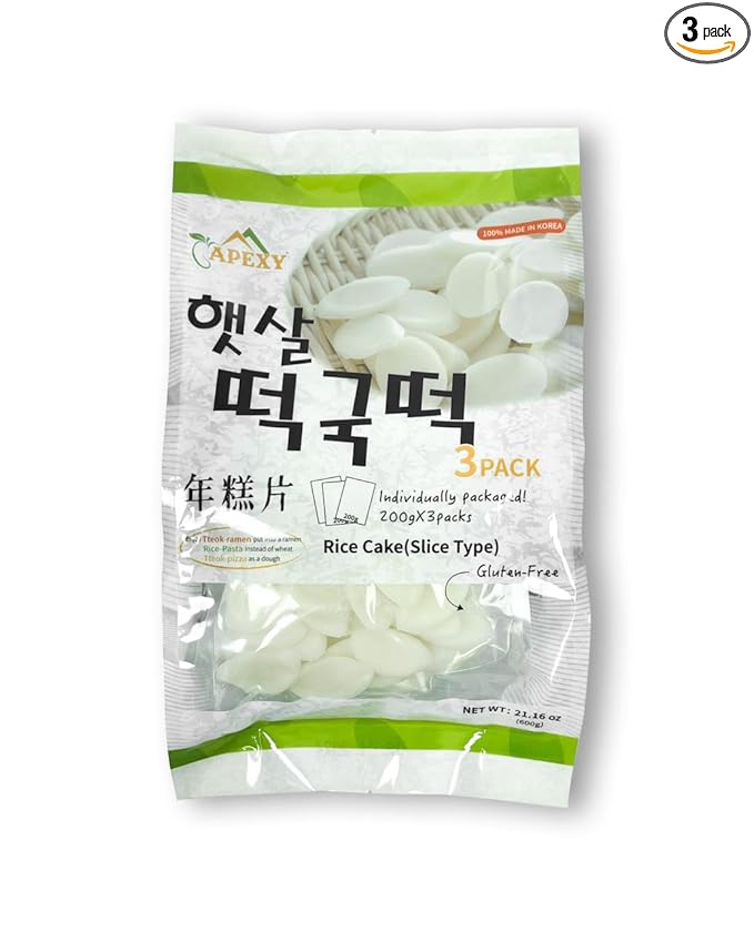 Apexy Korean Rice Cake Tteokbokkik Rice Cake, Chewy Tteok, Authentic Korean Street Food Snack, Perfect with Cheese and Ramen Noodles, No MSG, No Corn Syrup, Vegan and Gluten Free, Non-GMO 21.16 oz