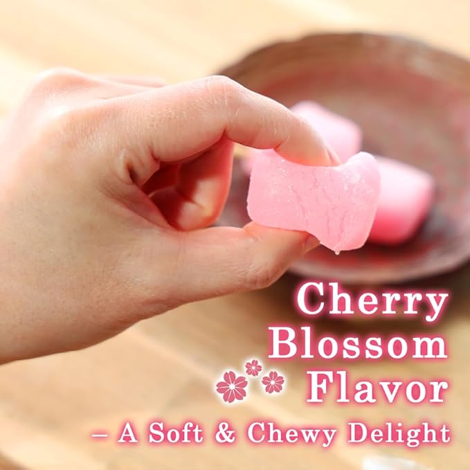TOMOSAN Japanese Sakura Mochi Candy, Traditional Cherry Blossom Rice Cakes, Soft & Chewy, Individually Wrapped, 180g / 6.35oz