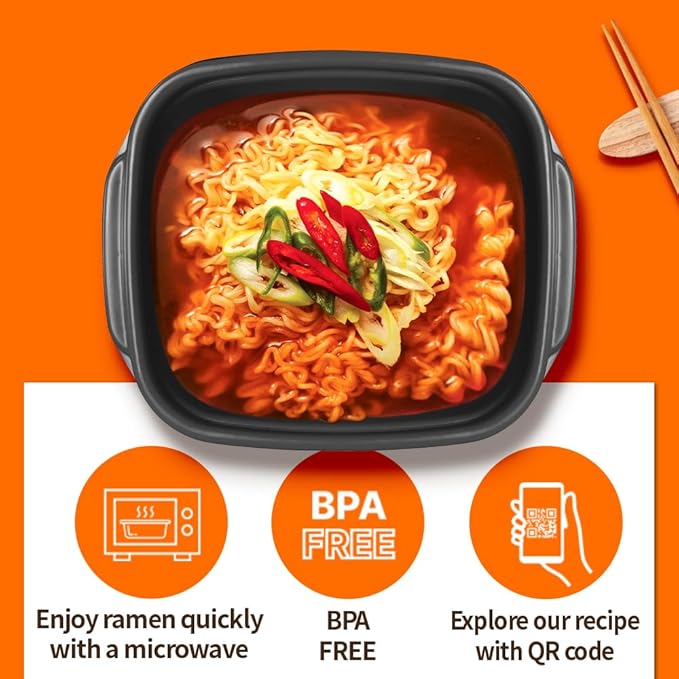 Seoul Ramen Hybrid Cooker | Microwave Ramen in 6 Minutes | Perfect for Korea Ramen, Small Kitchen, or Office | Dishwasher-Safe, Microwaveable, BPA-Free (6 Pack) (Black)