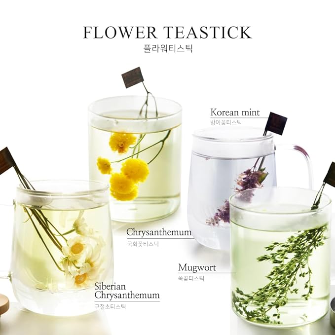 KKOKDAM Fancy Korean Tea Gift Set – Premium Flower Tea Stick Variety Pack - 5 Loose Leaf Blooming Flower Teas