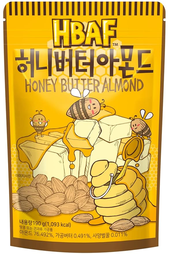 [Official Gilim HBAF Brand] Korean Seasoned Almonds 3 Flavor Pack Mix (wasabi, 1 x 190g, Honey Butter, 1 x 190g, Baked Corn, 1 x 190g)