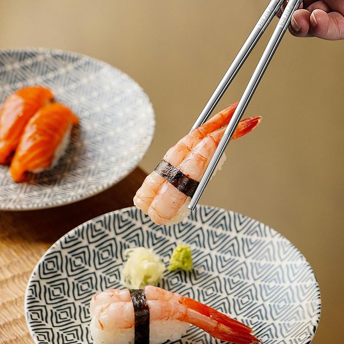 5 Pairs Dragon Chopsticks Set Premium Stainless Steel 316 Kitchen Dinning Utensils Silver Reusable Metal Chop Sticks Tableware Gift Set 9.26 Inches