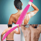 African Net Long Bath Net Sponge,JASSINS African Bathing Body Exfoliating Net Shower Body/ Back Scrubber Skin Smoother,Stretch Length to 66 INCH (Pink)