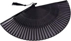 Amajiji 8.27"(21cm) Hand Held Bamboo Silk Folding Fan Hand Fan,Chinese/Japanese Charming Elegant Vintage Retro Style,Women Ladys Girls Best Gifts (Black-2)