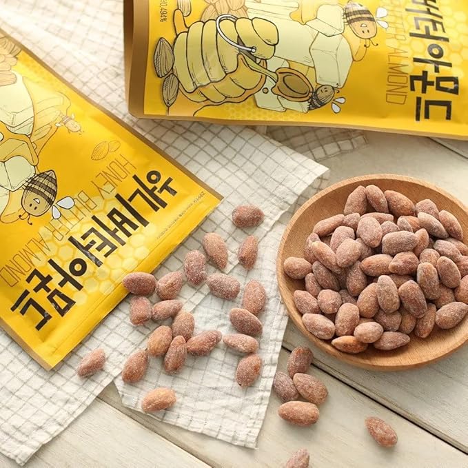 [Official Gilim HBAF Brand] Korean Seasoned Almonds 3 Flavor Pack Mix (wasabi, 1 x 190g, Honey Butter, 1 x 190g, Baked Corn, 1 x 190g)