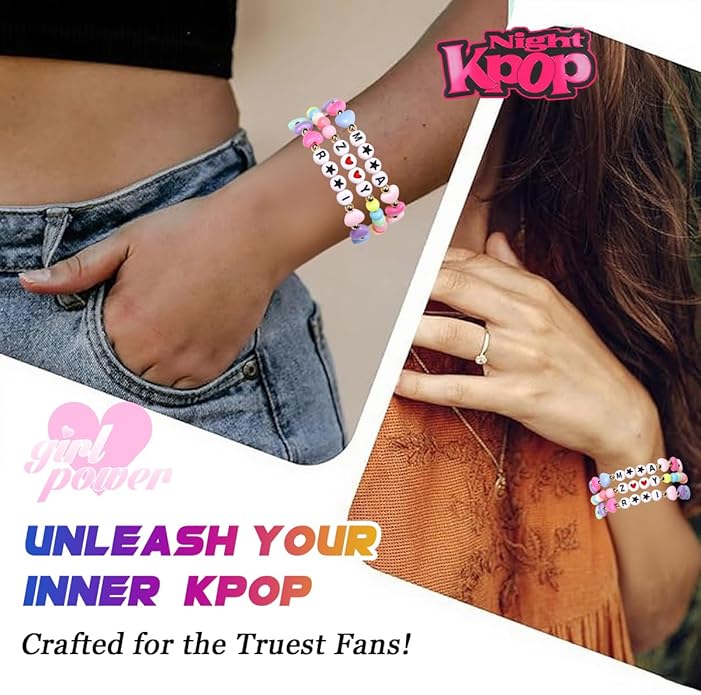AICase for Kpop Merch Inspired Bracelets 3 Pcs Stackable Stretch Friendship Beaded Bracelets for k pop Costume Outfit Merchandise Jewelry Gifts for Fans Women Christmas Stocking_1