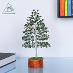 FASHIONZAADI Gemstone Money Tree Reiki Healing Chakra Balancing Handmade Bonsai Trees Spiritual Gift Aura Cleansing Good Luck Home Decor (Green Aventurine Silver Wire)