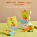 My Beauty Diary Vitamin B5+C Intensive Repair Mask, Glowing and Moisturizing Facial Mask, Restores Skin Radiance, Self Care Face Sheet Mask for Dull Skin and All Skin Types (8 pcs)