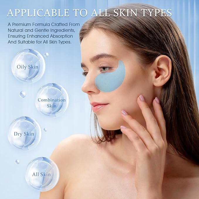 Under Eye Patches Masks - for Eye bags with Collagen and Hyaluronic Acid, Dark Circles,and Fine Lines, Puffiness Smoothing Skin Care Treatment for Women and Men, Anti-Wrinkle(60 Pcs) Blue