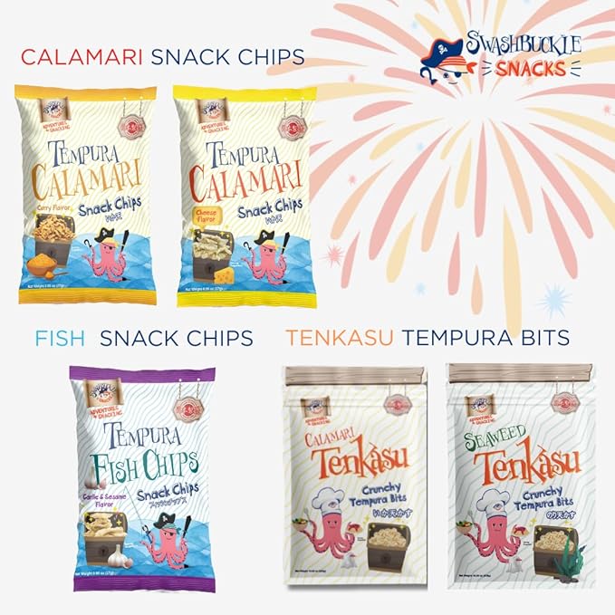 Japanese Tempura Seaweed Snack Chips, Noriten – 3 Flavor Variety Pack, 0.95oz x 6, Made in Japan by Swashbuckle Snacks