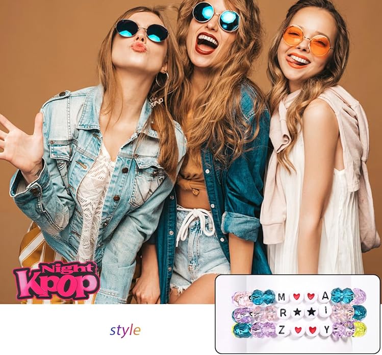 AICase for Kpop Merch Inspired Crystal Bracelets 3 Pcs Stackable Stretch Friendship Beaded Bracelets for k_pop Merchandise Jewelry Gifts for Fans Stocking Stuffers_3077