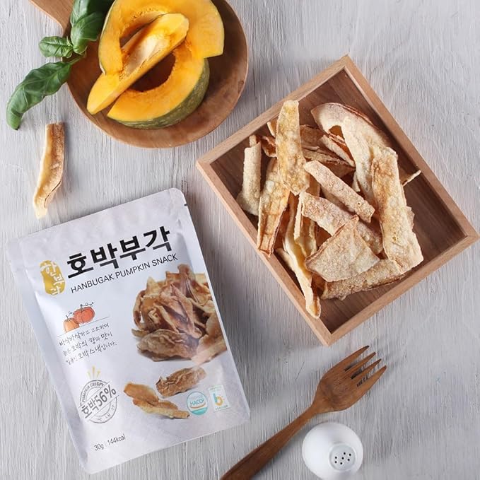 [HANBUGAK] Pumpkin Snack, Crispy Pumpkin Chips, Pumpkin Bugak, Korean Traditional Snack, No Artificial Preservatives, 5.29 oz (1.05 oz X 5ea)