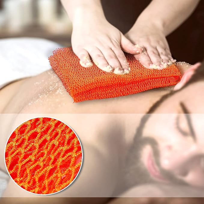 African Net Long Bath Net Sponge,JASSINS Bathing Body Exfoliating Shower Body Back Scrubber Skin Smoother,Stretch Length to 66 INCH(Orange)
