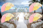 Amajiji 8.27"(21cm) Hand Held Bamboo Silk Folding Fan Hand Fan,Chinese/Japanese Charming Elegant Vintage Retro Style,Women Ladys Girls Best Gifts (Pink)