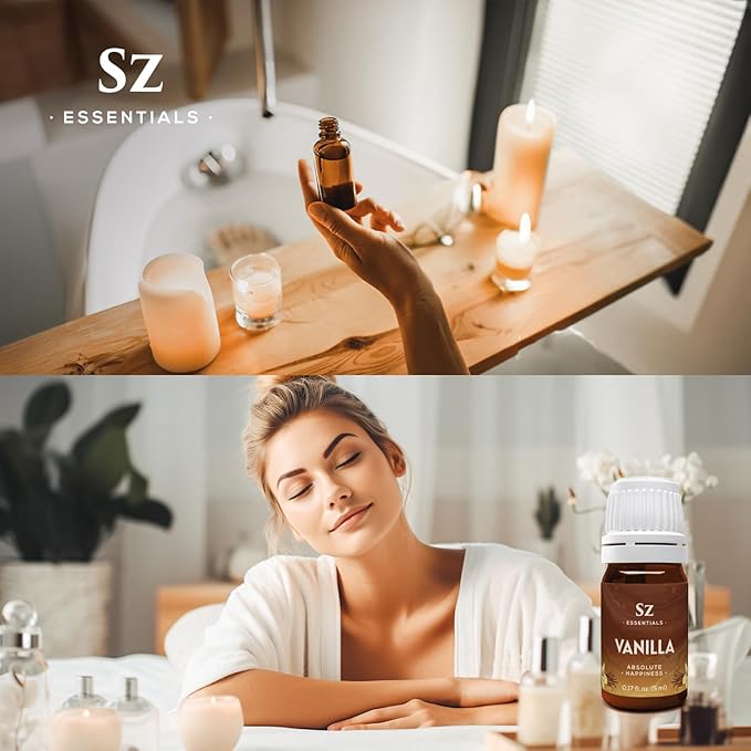 Vanilla 100% Pure, Essential Undiluted Oil - Extracted from Fresh Vanilla - Rich & Exotic Taste with Sweet Overtones - Therapeutic Grade & Vegan - 0.17oz (5ml)