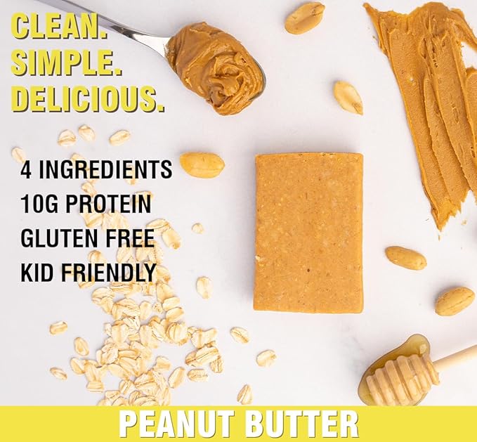 KiZE Energy Peanut Butter High Protein Snack Bars, 10 Count, 10g Grass-Fed Whey Protein, Gluten Free, Non-GMO, Soy Free, Mission Based, Made in USA