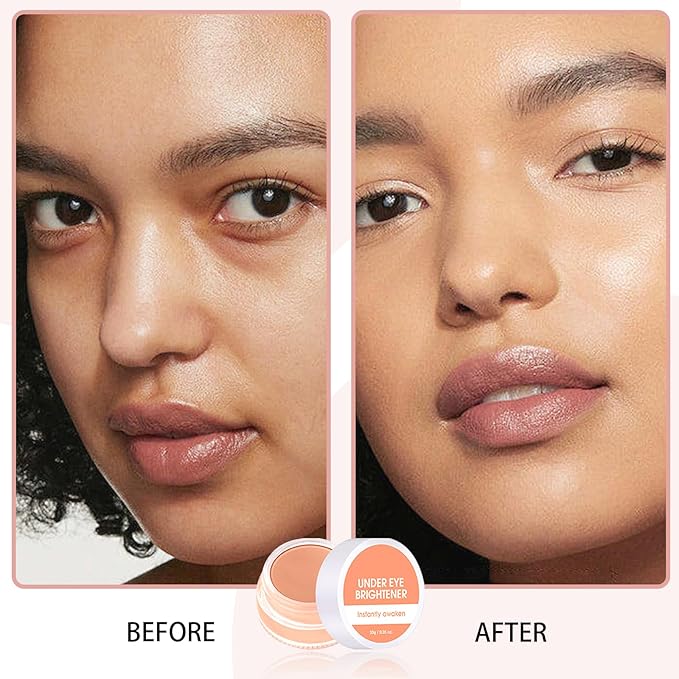 Under Eye Brightener Concealer, Long-Lasting Hydrating and Waterproof Color Corrector for Dark Circles, Full Coverage Lightweight Undereye Brightening Cream with Puff & Concealer Pen, #02 Warm Nude
