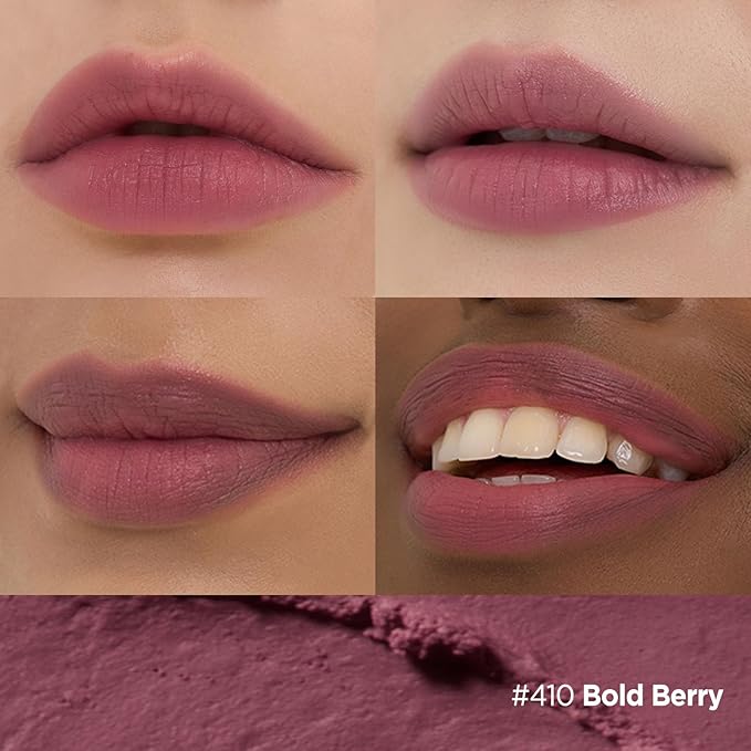 Laka Bulky Matte Lipstick 4g/0.14oz., Long Wear, Non-Drying Lip Stain Stick with High Pigmentation, Voluminous Lips, Vegan, K-Beauty (#410 Bold Berry)
