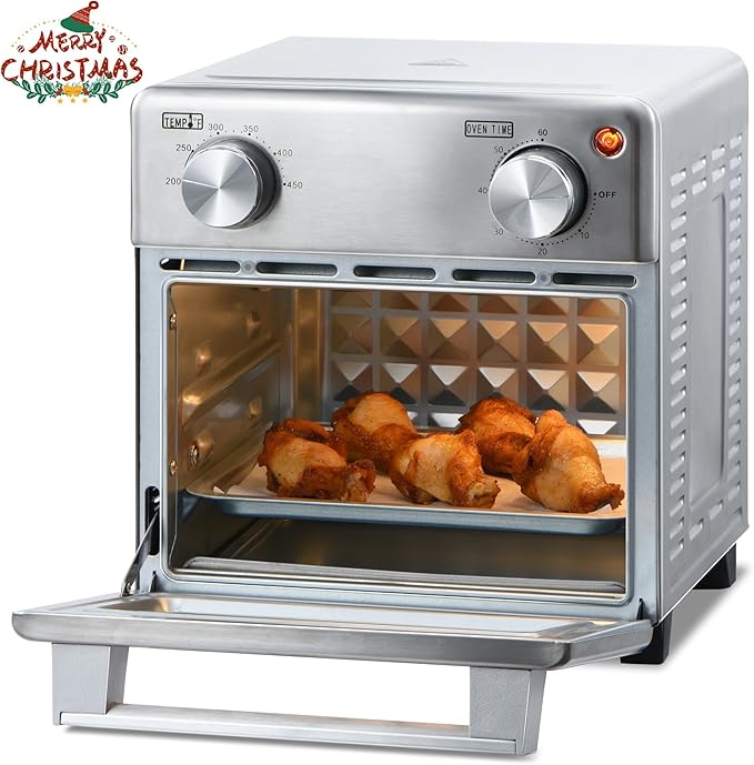 8.5 QT 5-in-1 Toaster Oven Air Fryer Combo, Stainless Steel, Fast Preheat, Ideal for Small Spaces, Travel & Family, Healthy Cooking Included