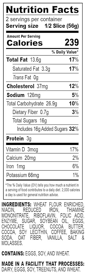 Nadel - Naturally Delicious Cappuccino Chocolate Chip bread, Lunch snack breakfast bars coffee cake, Natural fresh brand mocha chocolate cake 16 pack