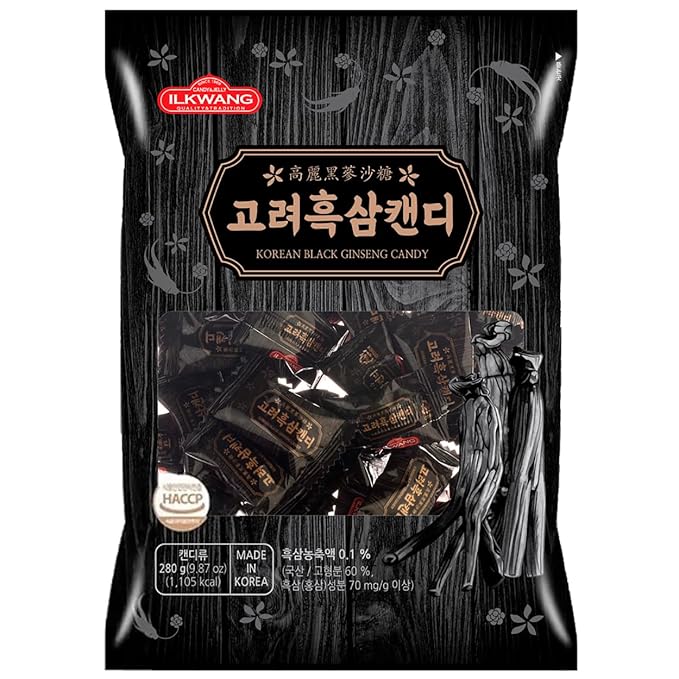 Minecook Korean Premium Black Ginseng Black Candy Hard Candy 280g - Strong Black Ginseng Taste/Good for Gift Present