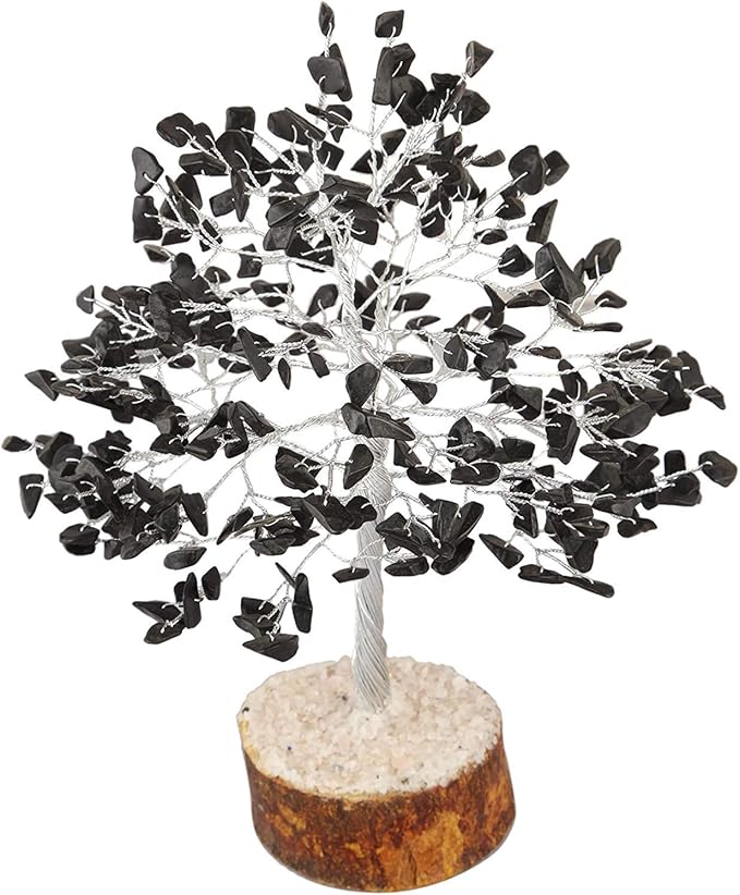 FashionZAADI Black Tourmaline Crystal Bonsai Tree for Positive Energy - Reiki Protection Crystals - Tree of Life Decor - Desk Accessories Aesthetic