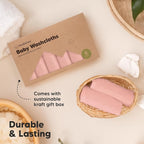 6-Pack Baby Washcloths - Soft Absorbent Viscose from Bamboo Wash Cloths for Babies, Kids, Toddlers, Infant, Newborn Bath Towels, Gentle on Sensitive Skin, 10x10 Reusable Face Towels (Blush Pink)