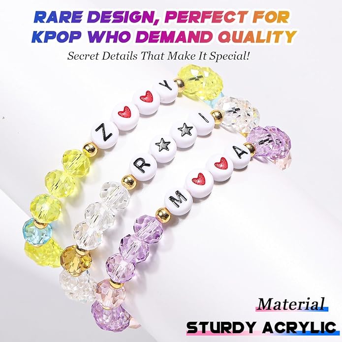 AICase for Kpop Merch Cosplay Inspired Bracelets 3 Pcs Stackable Stretch Friendship Beaded Crystal Bracelets for k pop Outfit Costume Merchandise Jewelry Gifts for Fans Women Christmas Stocking_70