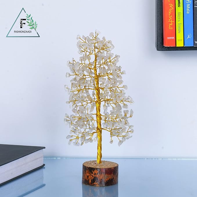 FASHIONZAADI Clear Quartz Gemstone Tree of Life - Handmade Crystal for Positive Energy, Chakra Money Tree Bonsai - Feng Shui Decor, Healing Crystals and Meditation Accessories, Spiritual Gift