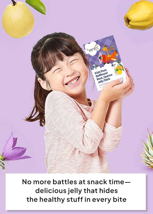 Korean Food Woongjin Kids Pear Bellflower Root Quince Jelly Stick – Naturally Sweetened Fruity Flavor Jelly Stick, Individually Wrapped Portable Treat, 30 Sticks (15.87 oz)