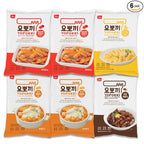 Yopokki Instant Tteokbokki Pack Set (6 Packs - 2 Sweet Mild Spicy, 2 Cheese, 1 Onion Butter, 1 Jjajang) Korean Street Food with Various Flavored Sauces - Quick & Easy to Prepare