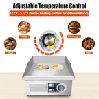 14" Commercial Electric Griddle,Electric Countertop Flat Top Griddle,110V 1500W Electric Flat Top Grill,Non-Stick Restaurant Teppanyaki Stainless Steel Grill,Adjustable Temperature Control