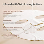 MOTHER MADE Glowing Glass Skin Hydrating Snail Deep Collagen Face Masks Set of 20 EA, with Niacinamide 2%, Vitamin E, Facial Mask for Dry, Sensitive Skin, Self Care, Korean Skincare