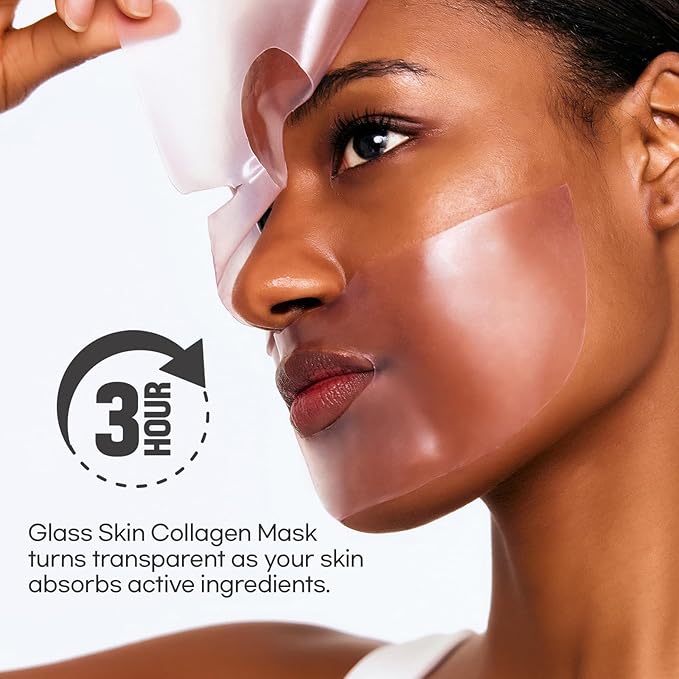 Cell Fusion C Glass Skin Collagen Mask, 1.23 oz. x 5 Sheets, Overnight Hydrogel Mask with Triple Collagen, Hydrating and Plumping, Korean Skincare
