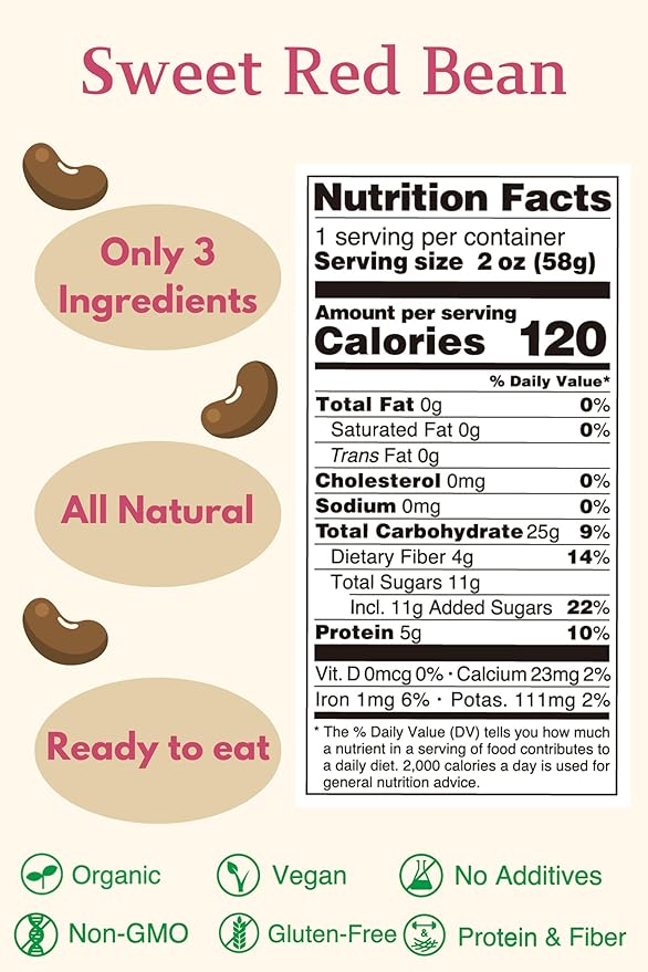 【Eat More Beans】STEAMED ADZUKI SNACK -Sweet Red Bean, steamed bean, Organic Adzuki Beans, healthy USDA Certified, Vegan, Non-GMO (2oz, 10packs)