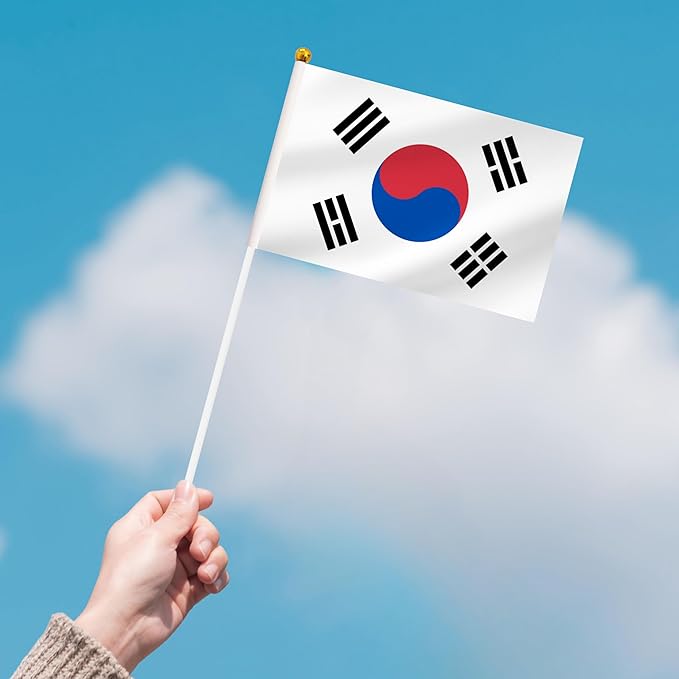 50 Pack Korea Mini Stick Flag, Korean Hand Held Small Miniature Stick Flag, National Country Flag for Party Decorations, Outdoor Decoration, Festival Events Celebration, World Cup, Sports Events, International Festival (Korea)
