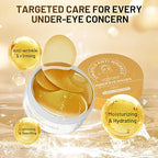 24K Gold Infused Hydrogel Eye Patches - 30 Pairs for Dark Circles, Wrinkles, Eye Bags & Puffy Eyes | Retinol & Collagen Complex, Hydrating Firming Treatment Alternative (Gold)