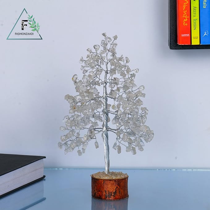 FASHIONZAADI Clear Quartz Gemstone Tree of Life - Handmade Crystal for Positive Energy, Chakra Money Tree Bonsai - Feng Shui Decor, Healing Crystals and Meditation Accessories, Spiritual Gift