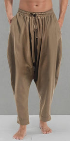 AITFINEISM Men's Drawstring Aladdin Hippie Harem Pants Loose Drop Crotch Trousers