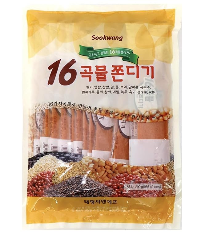 Sookwang Korean Traditional Jjondigi Snack, 16 Grains, 260g (9.17 oz) Pack of 1
