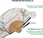 Amajiji 8.27"(21cm) Hand Held Bamboo Silk Folding Fan Hand Fan,Chinese/Japanese Charming Elegant Vintage Retro Style,Women Ladys Girls Best Gifts (White Bamboo Forest)