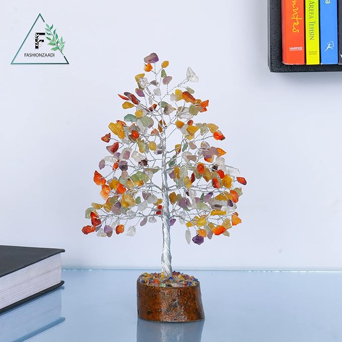 FASHIONZAADI 7 Chakra Tree of Life - Crystal Tree for Positive Energy, Feng Shui Home Decor, Wire Bonsai, Crystal Decor - Spiritual Gift, Meditation