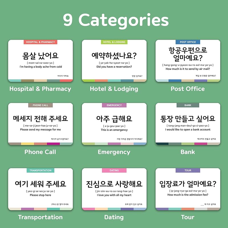 3-Pack Gift Set Korean Basic Conversation Flashcards – Essential Phrases, Everyday Situations, Slang + Free MP3 Audio