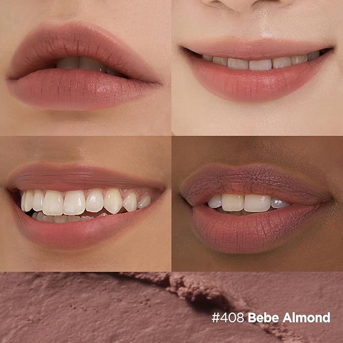 Laka Bulky Matte Lipstick 4g/0.14oz., Long Wear, Non-Drying Lip Stain Stick with High Pigmentation, Voluminous Lips, Vegan, K-Beauty (#408 Bebe Almond)