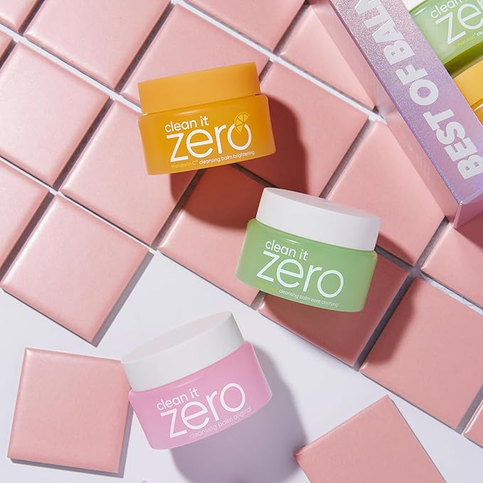 BANILA CO Clean it Zero Best of Balms Trio | Original & Brightening & Pore Clarifying for All Skin Types | Hydrating & Skin Radiance & Blackhead Cleansing (Pack of 3 travel sized balms, 25ml each)