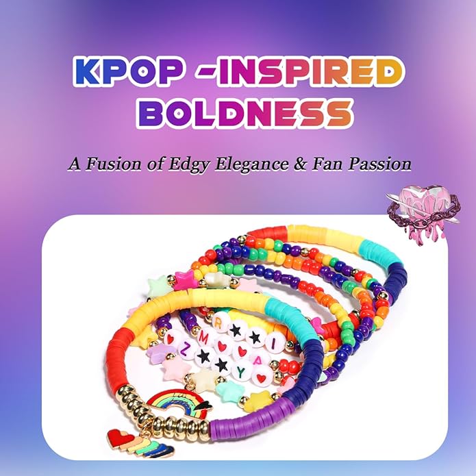 AICase for Kpop Demon Merch Inspired Bracelets 6 Pcs Stackable Stretch Friendship Beaded Bracelets for k pop Unique Merchandise Jewelry Gifts for Fans Women Men_2