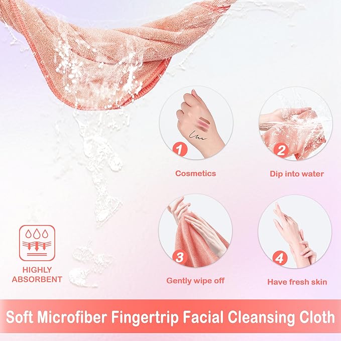 Makeup Remover Cloth 12 x 12 Inch, Reusable Makeup Remover Towels for Washing Face, 6 Pack Washable Microfiber Face Cloth Fast Drying Washcloth, Coral