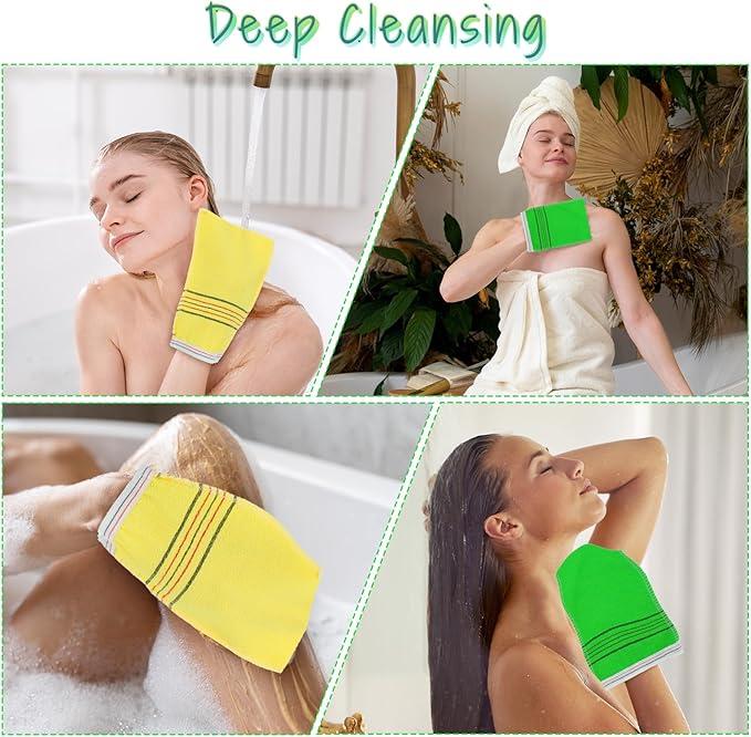 20 Pcs Exfoliating Mitt Washcloth Korean Scrub Bath Mitten 7.7 x 5.3 in Body Scrubber for Remove Dead Skin Grease, Cleaning Skin