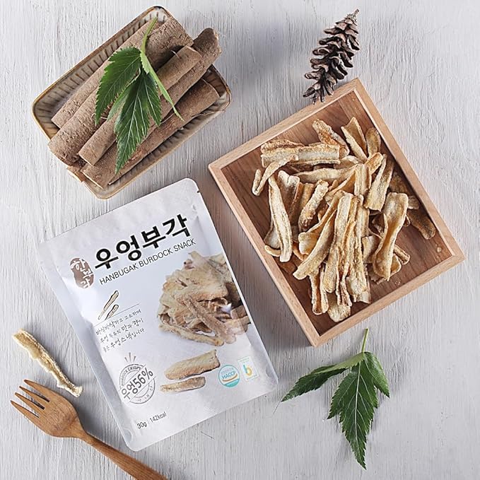 [HANBUGAK] Burdock Snack, Crispy Burdock Chips, Burdock Bugak, Korean Traditional Snack, No Artificial Preservatives, 5.29 oz (1.05 oz X 5ea)