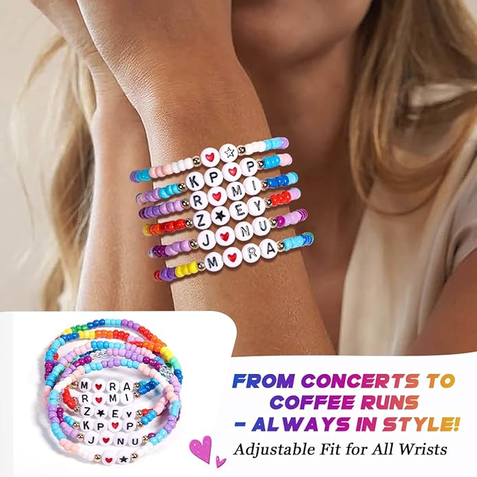 AICase for Kpop Merch Cosplay inspired Bracelets Outfit Costume 6 Pcs Stackable Stretch Friendship Beaded Bracelets for k pop Unique Merchandise Jewelry Gifts for Fans Women Christmas Stocking_58